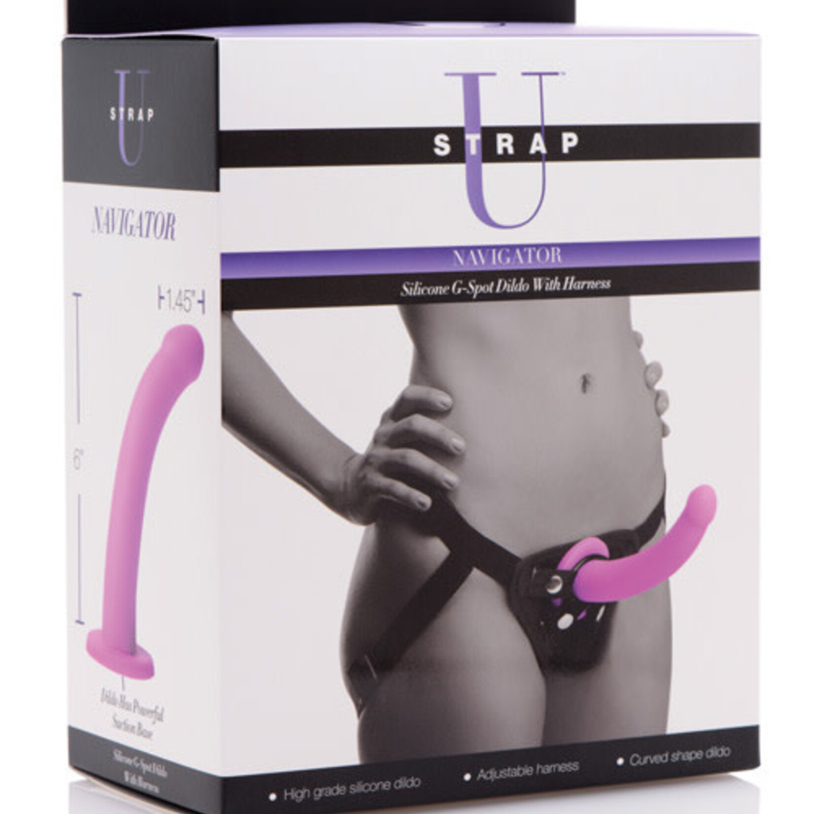 XR Brands Strap U Navigator Silicone G-Spot Dildo With Harness