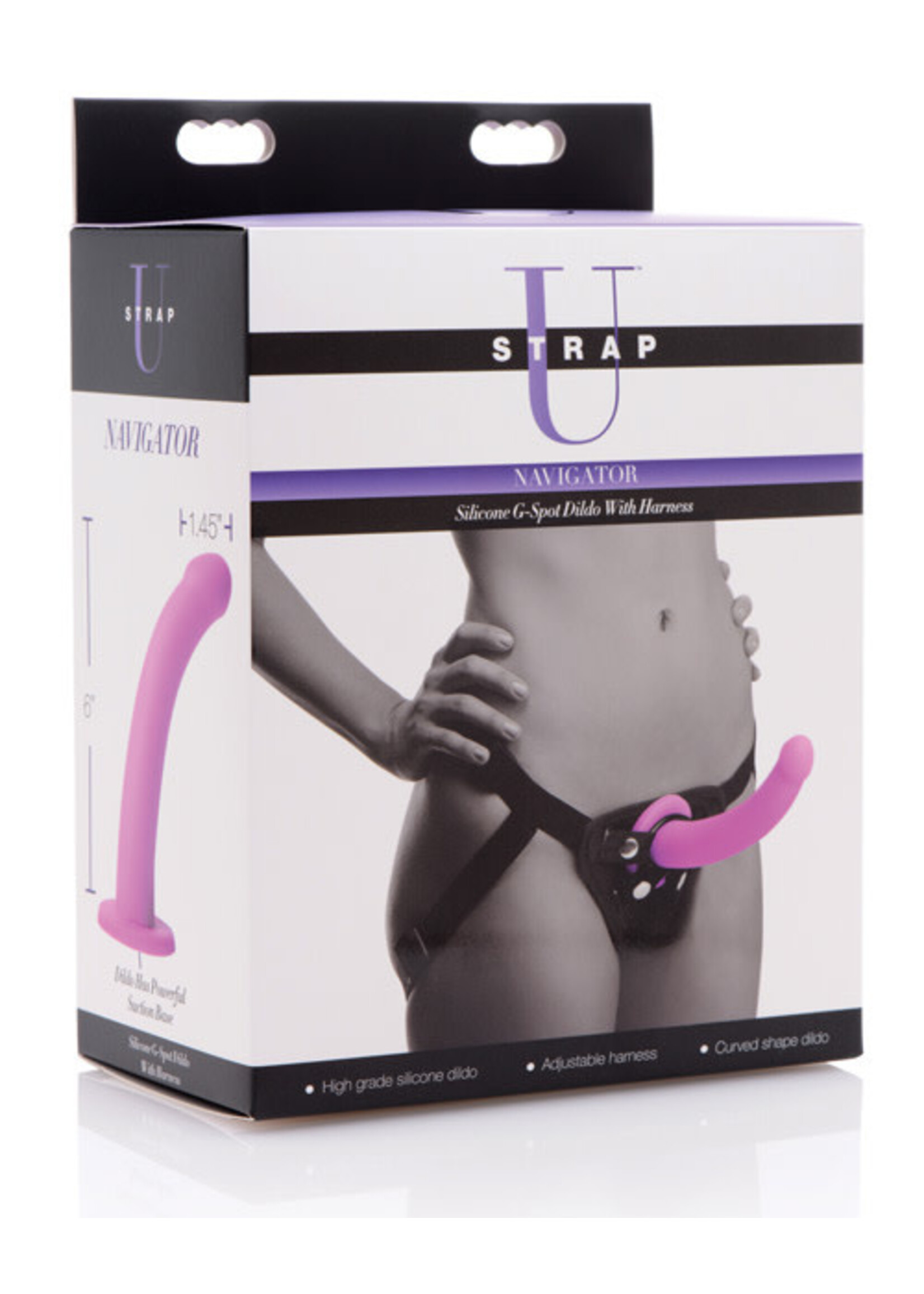XR Brands Strap U Navigator Silicone G-Spot Dildo With Harness