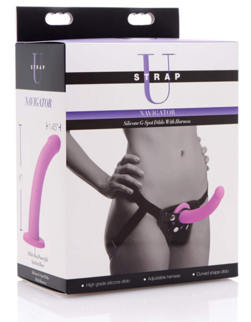 XR Brands Strap U Navigator Silicone G-Spot Dildo With Harness