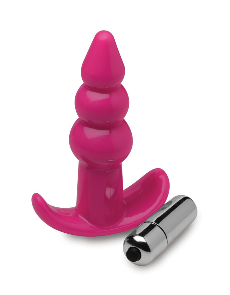 XR Brands Frisky Vibrating Ribbed Anal Plug