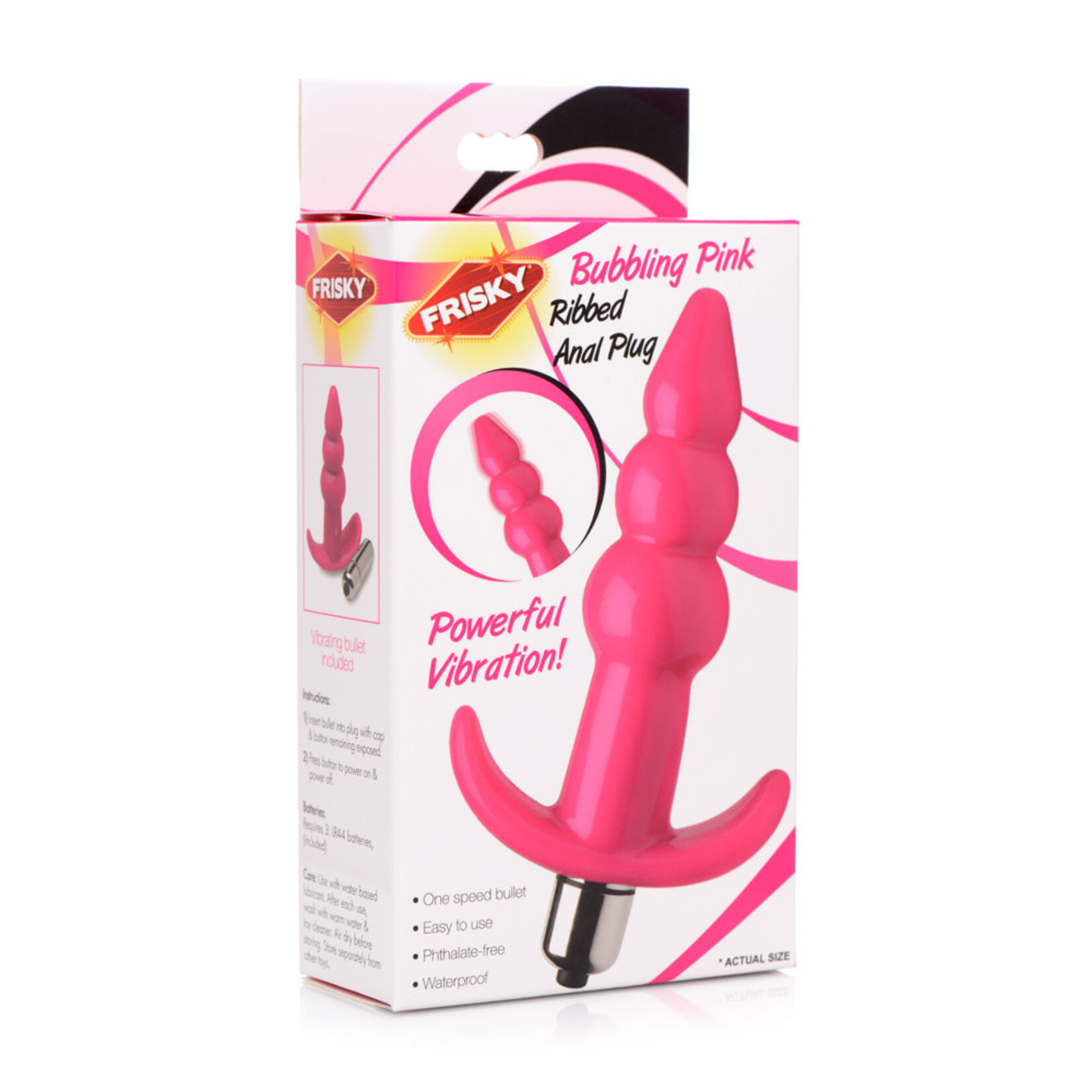 XR Brands Frisky Vibrating Ribbed Anal Plug