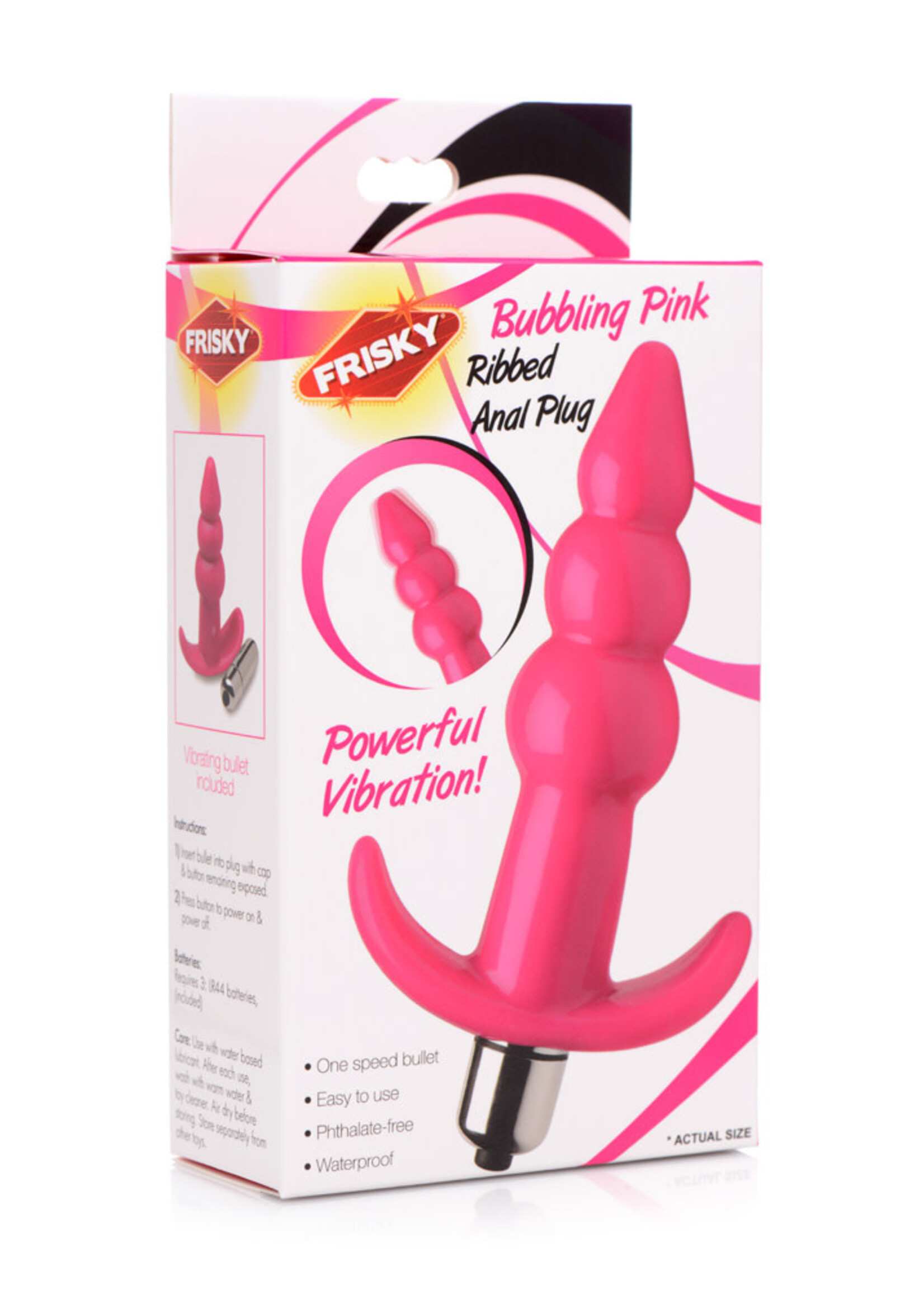 XR Brands Frisky Vibrating Ribbed Anal Plug
