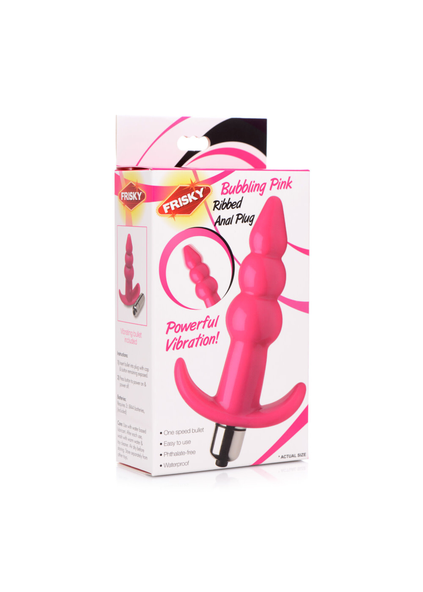 XR Brands Frisky Vibrating Ribbed Anal Plug