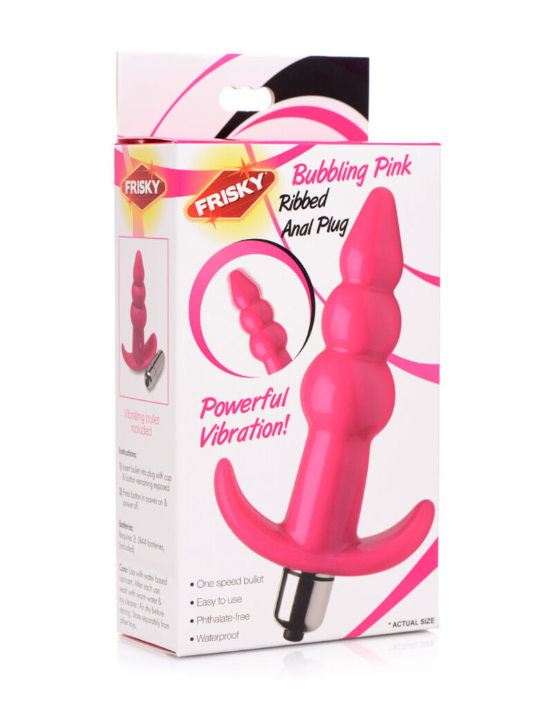 XR Brands Frisky Vibrating Ribbed Anal Plug