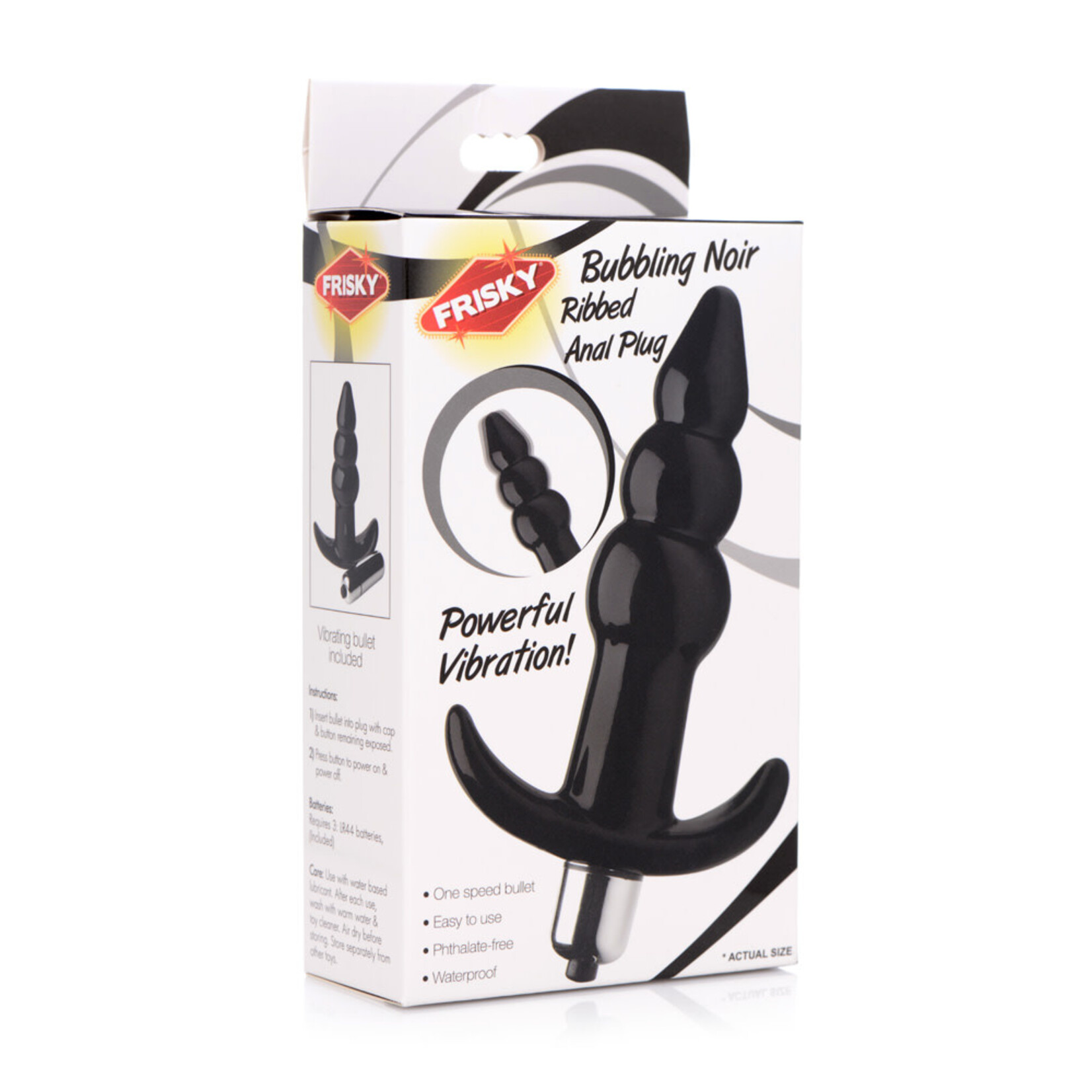 XR Brands Frisky Vibrating Ribbed Anal Plug