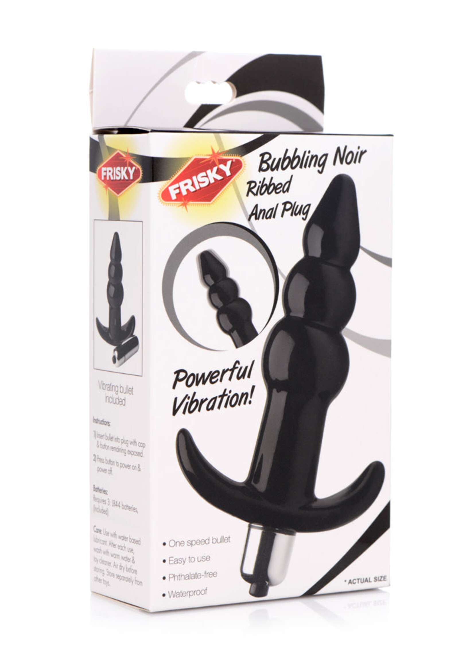 XR Brands Frisky Vibrating Ribbed Anal Plug