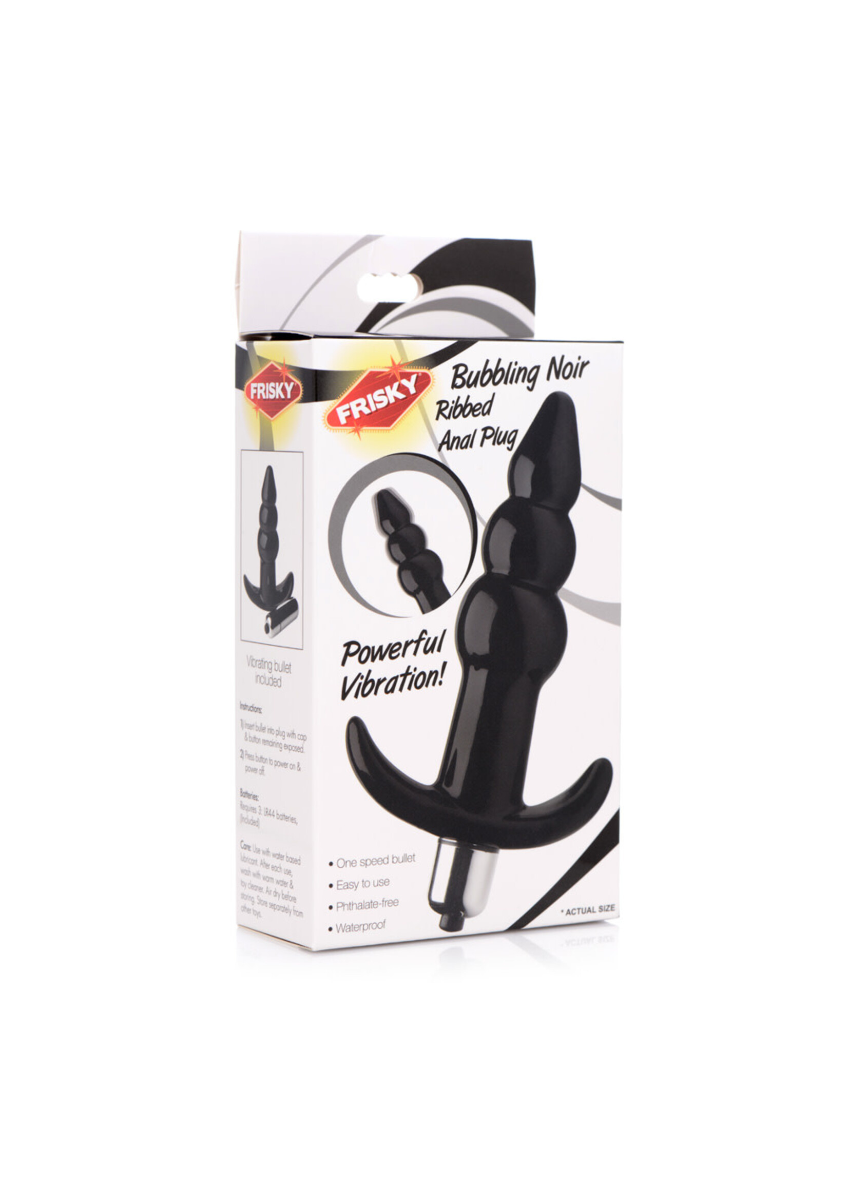 XR Brands Frisky Vibrating Ribbed Anal Plug