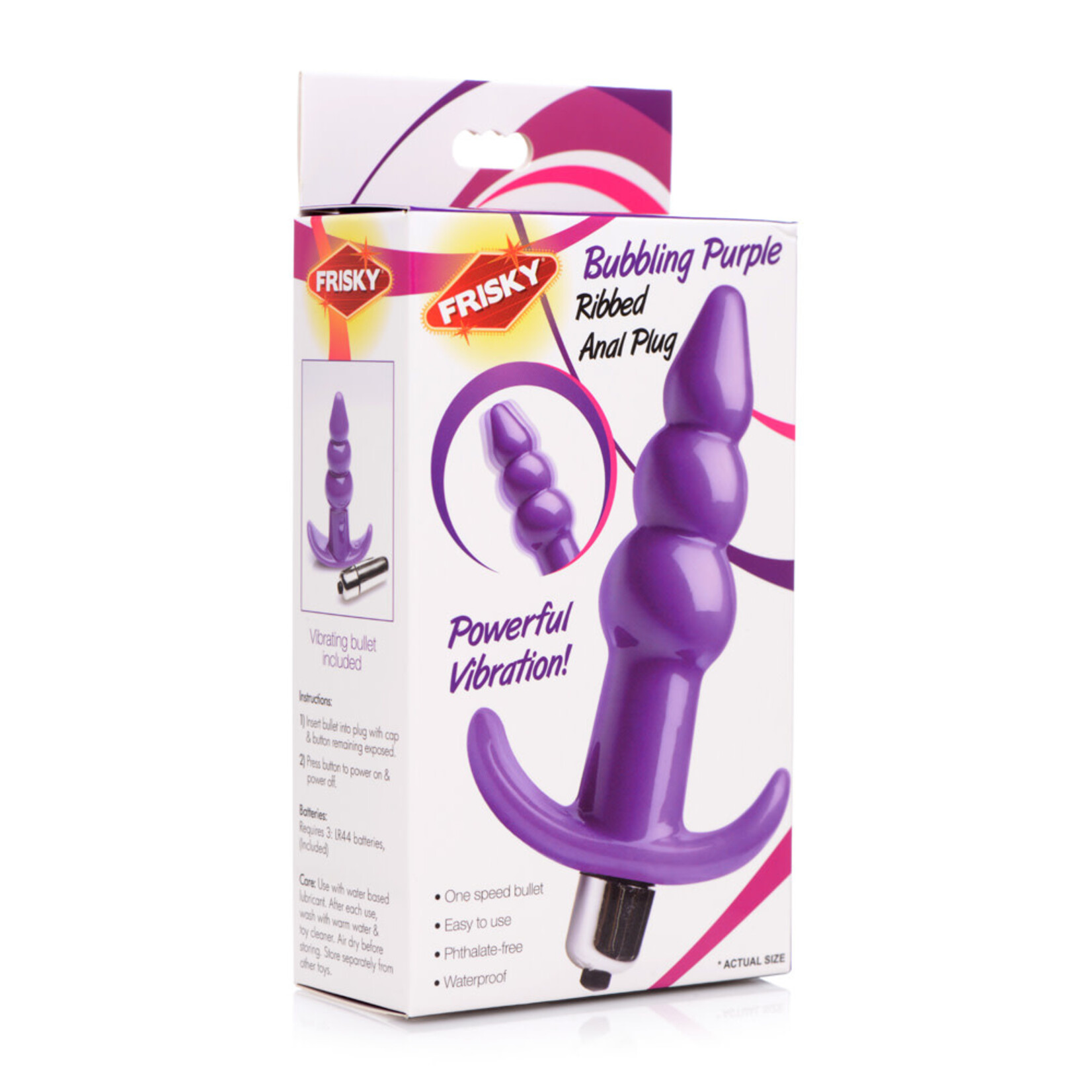 XR Brands Frisky Vibrating Ribbed Anal Plug