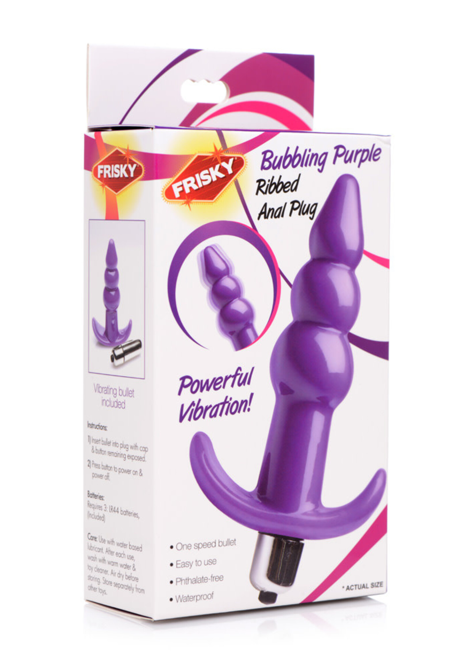 XR Brands Frisky Vibrating Ribbed Anal Plug
