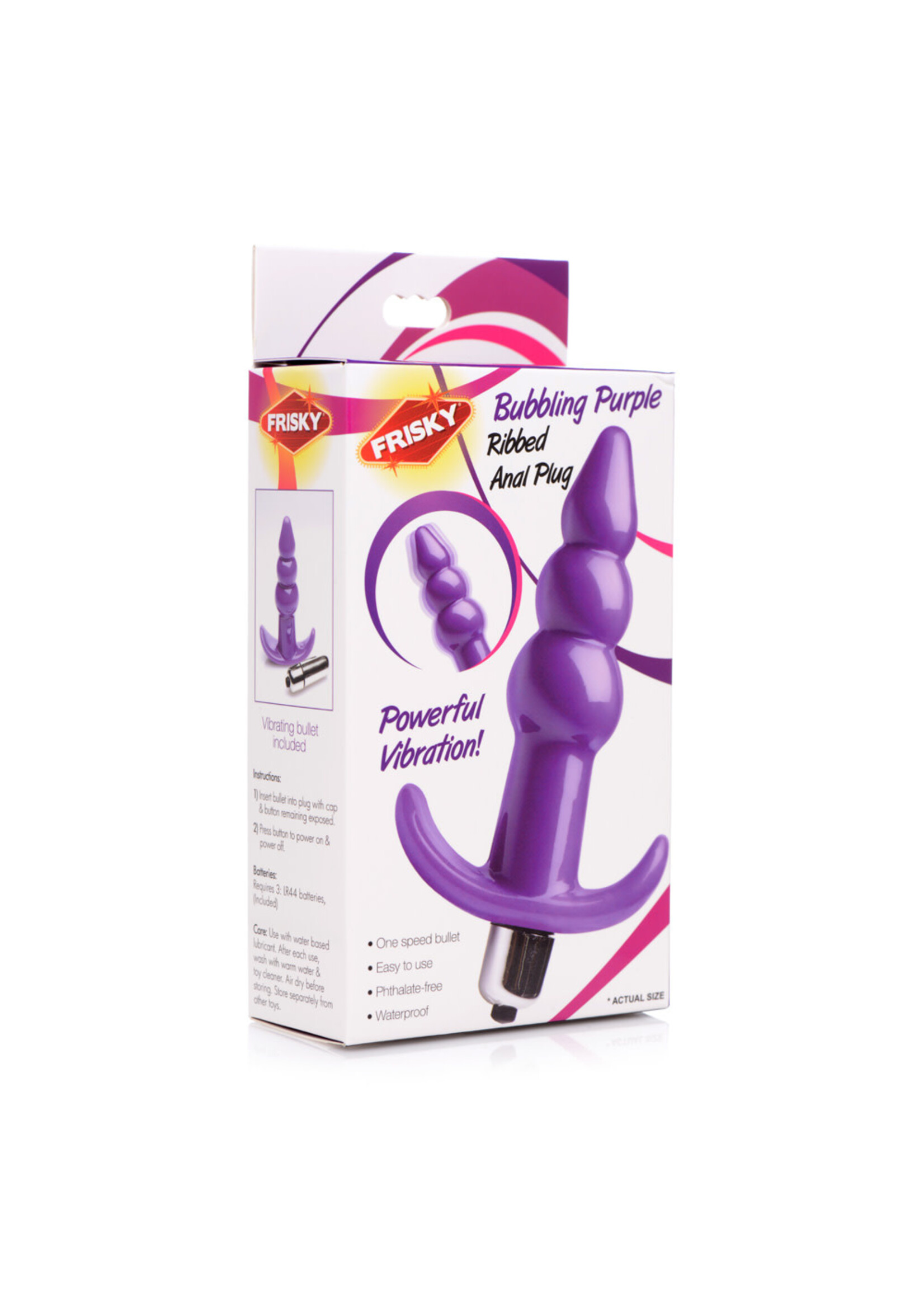 XR Brands Frisky Vibrating Ribbed Anal Plug