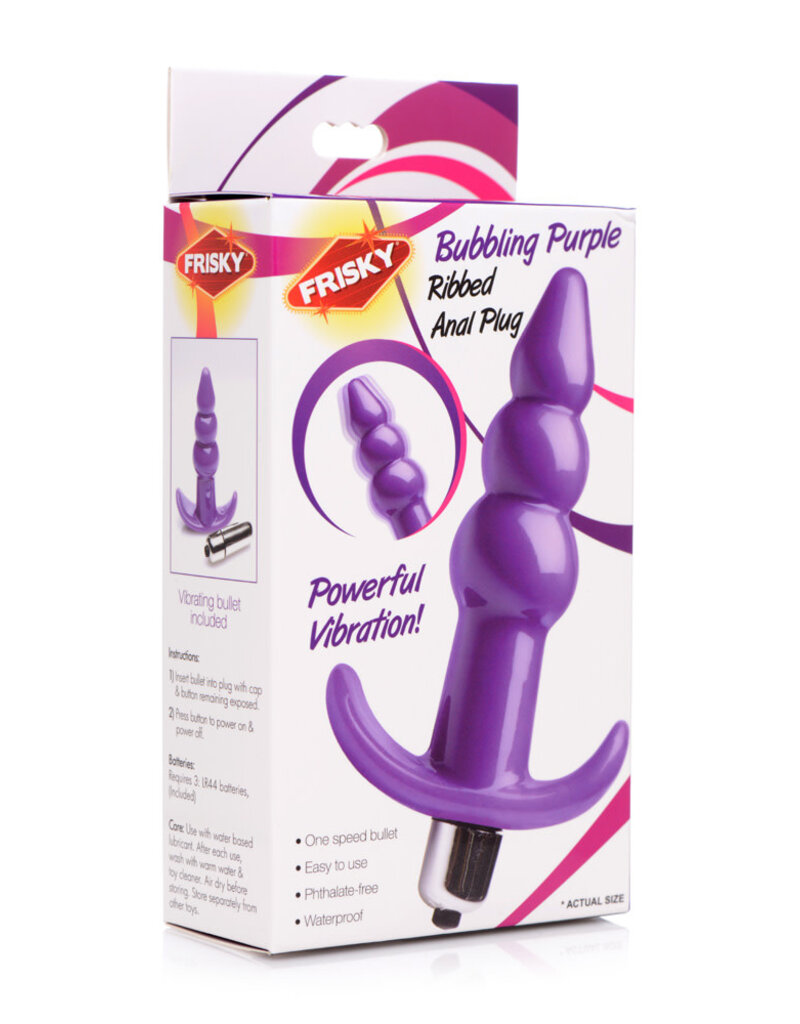 XR Brands Frisky Vibrating Ribbed Anal Plug