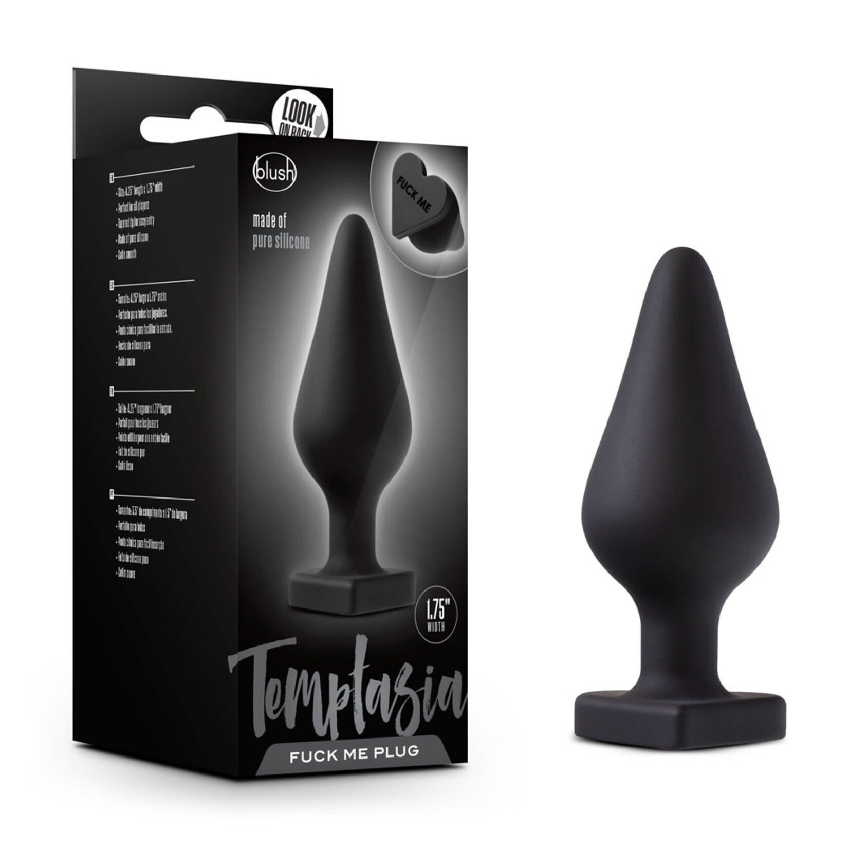 Blush Novelties Temptasia Fuck Me Silicone Butt Plug - Black