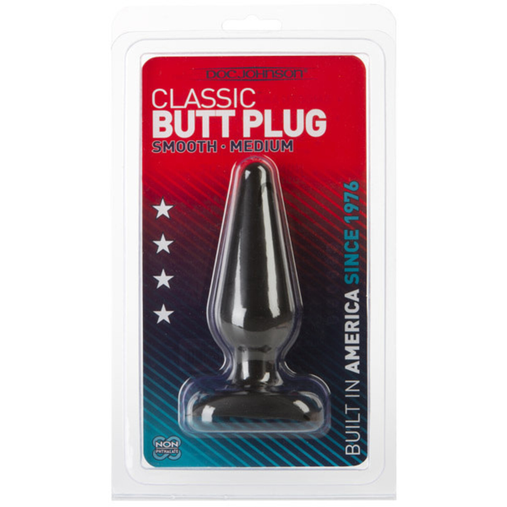 Doc Johnson Classic Butt Plug Smooth - Medium - Black