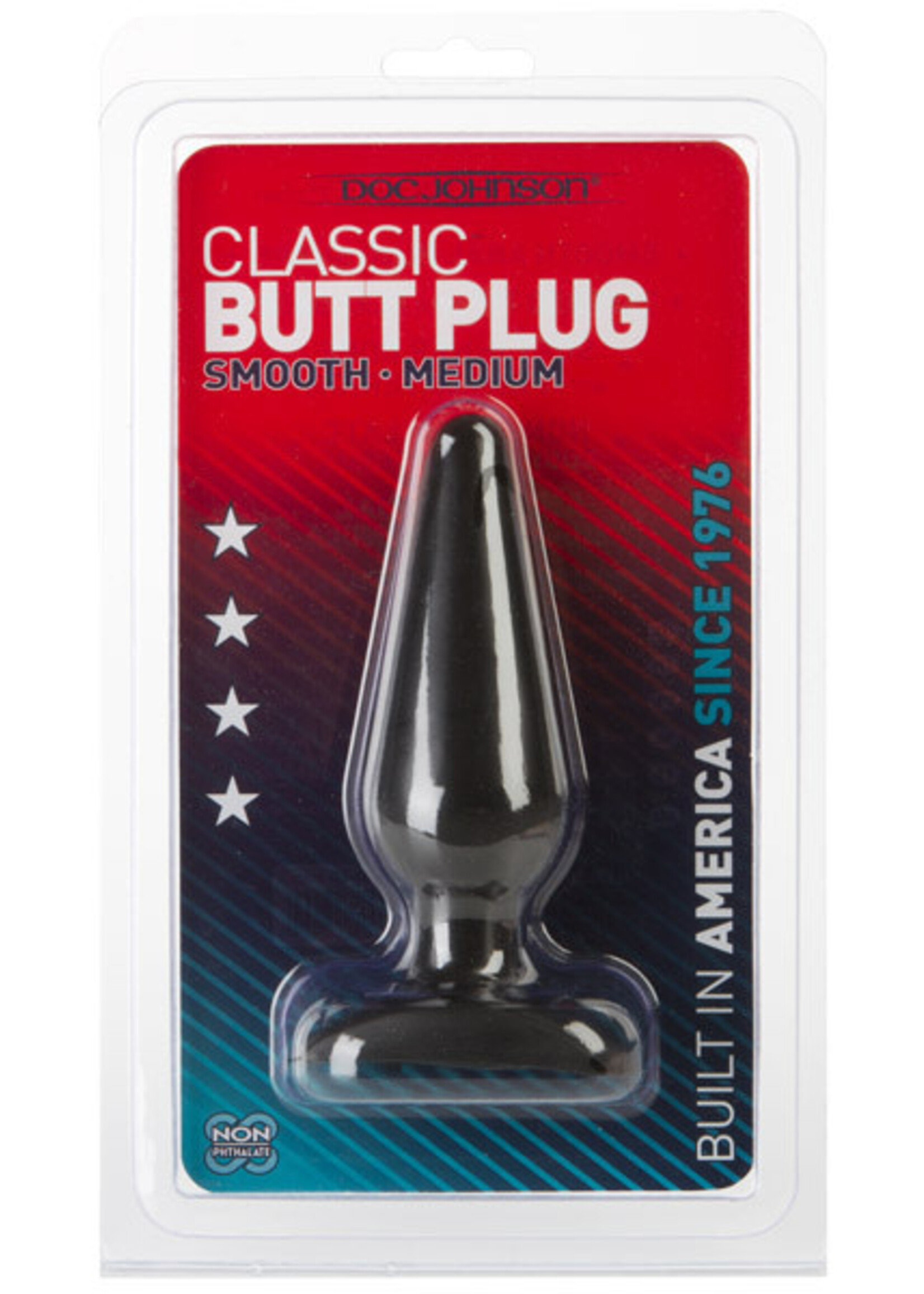 Doc Johnson Classic Butt Plug Smooth - Medium - Black