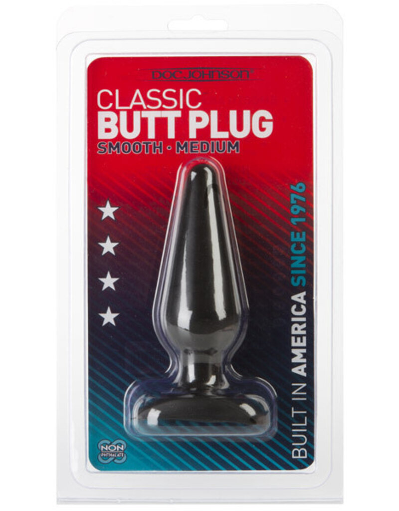 Doc Johnson Classic Butt Plug Smooth - Medium - Black