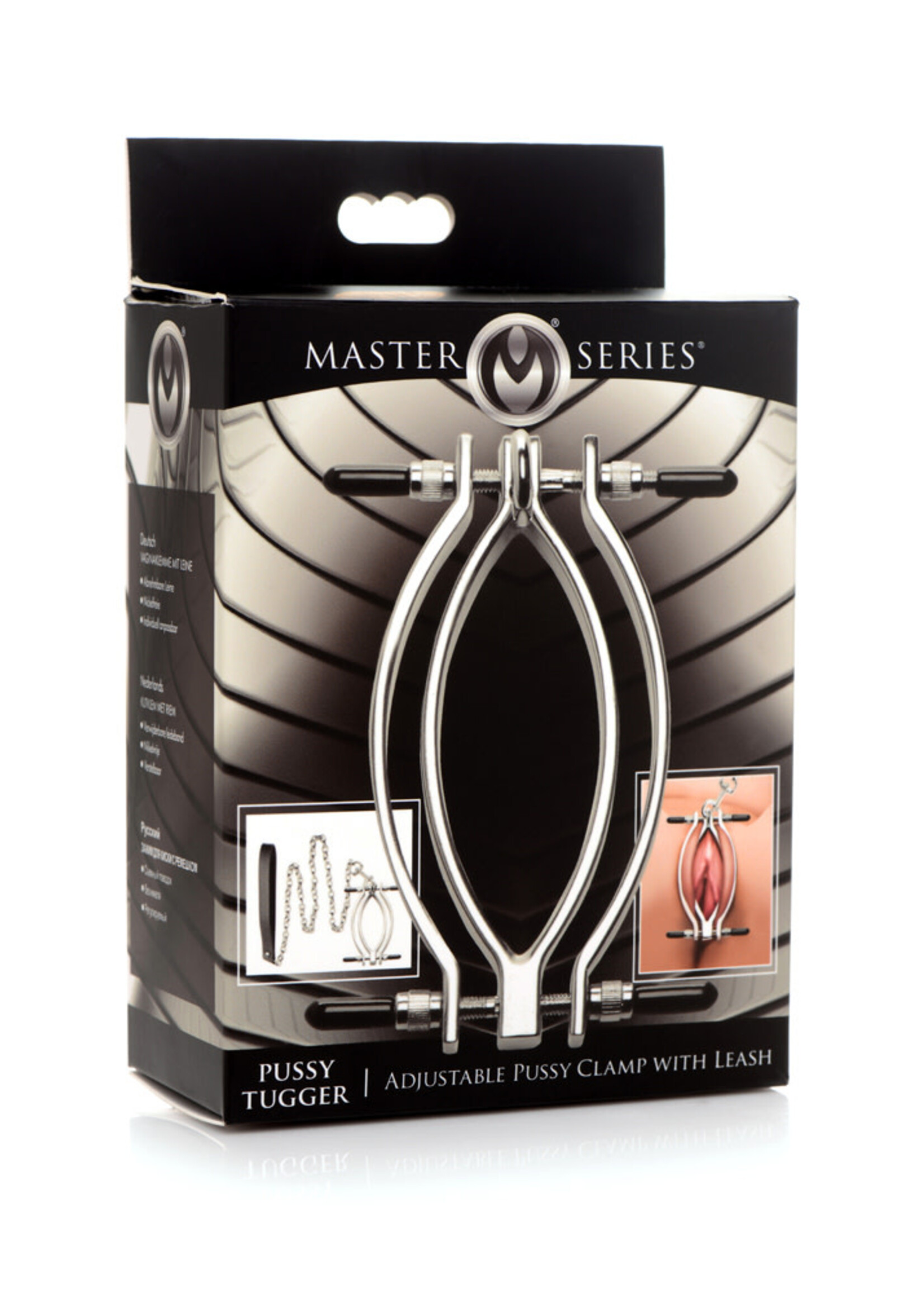 XR Brands Master Series Master Series Pussy Tugger Adjustable Pussy Clamp With Leash