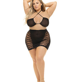 Pink Lipstick Pink Lipstick Hold On Tight Halter Bra & Skirt - Curvy Queen Size
