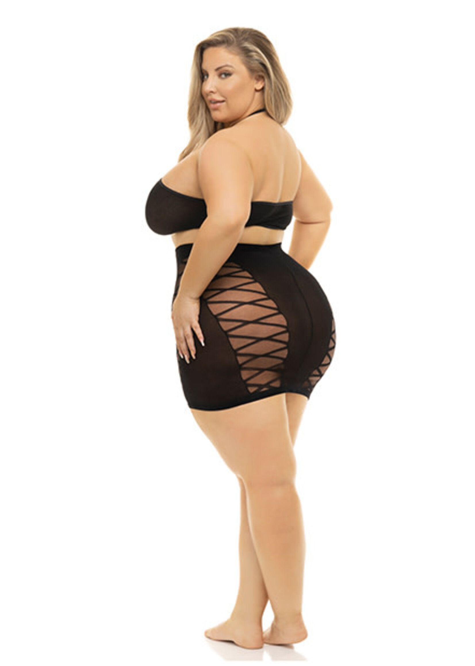 Pink Lipstick Pink Lipstick Hold On Tight Halter Bra & Skirt - Curvy Queen Size