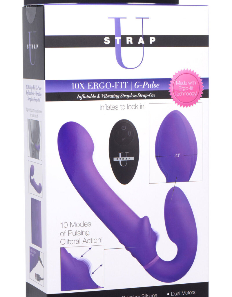 XR Brands Strap U Strap U Ergo-Fit G-Pulse Inflatable & Vibrating Strapless Strap-On - Purple