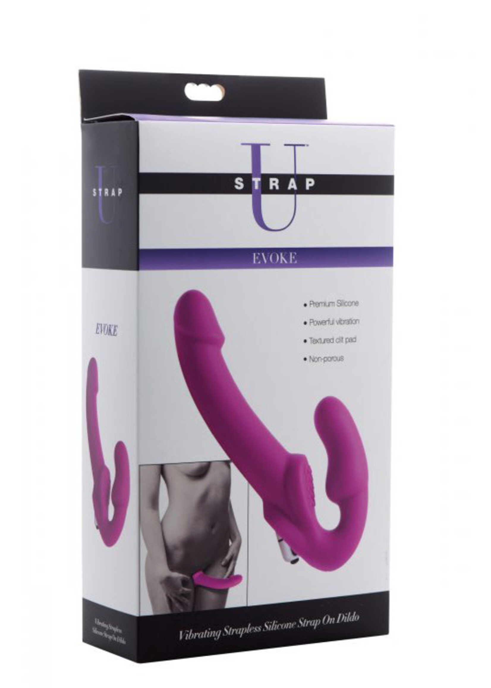 XR Brands Strap U Evoke Vibrating Strapless Silicone Strap-on Dildo