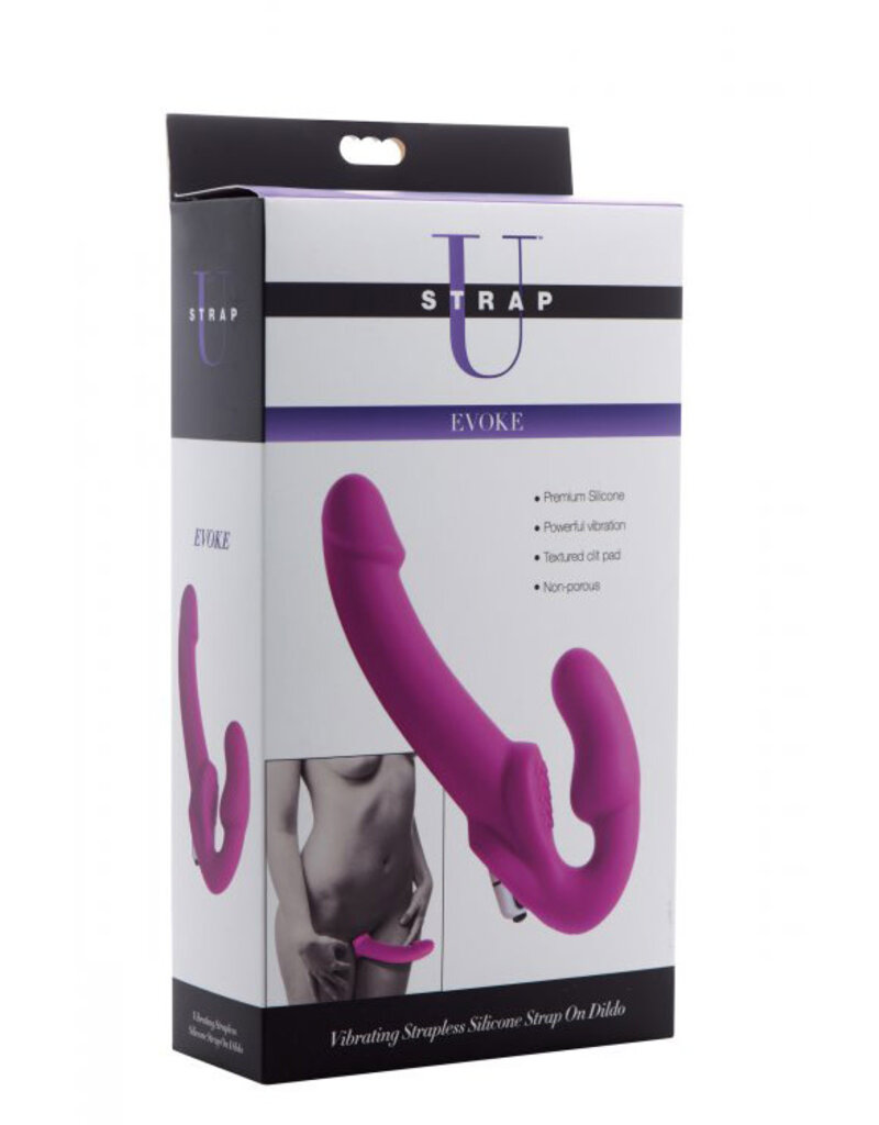 XR Brands Strap U Evoke Vibrating Strapless Silicone Strap-on Dildo