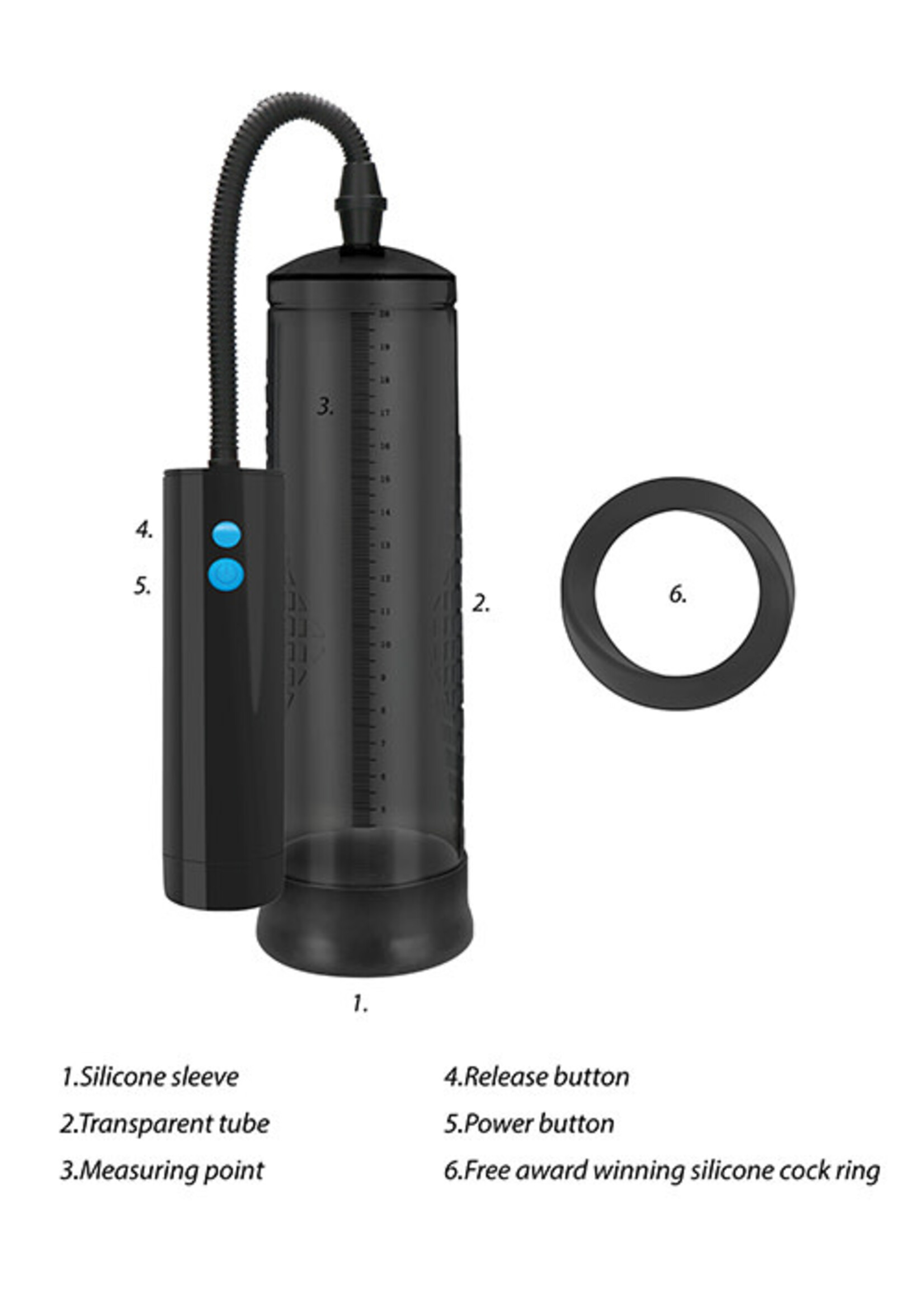 Pumped Shots Pumped Rechargeable Extreme Power Pump w/Free Silicone Cock Ring - Black