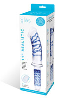 Glas Glas 11" Realistic Double Ended Glass Dildo w/Handle - Blue