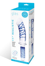 Glas Glas 11" Realistic Double Ended Glass Dildo w/Handle - Blue