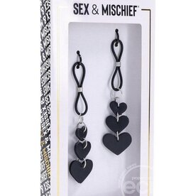 Sportsheets Sex & Mischief Nipple Ties - Black/Silver