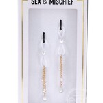 Sportsheets Sex & Mischief Pearl Nipple Ties - White/Gold