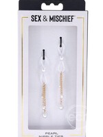 Sportsheets Sex & Mischief Pearl Nipple Ties - White/Gold