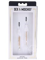 Sportsheets Sex & Mischief Pearl Nipple Ties - White/Gold