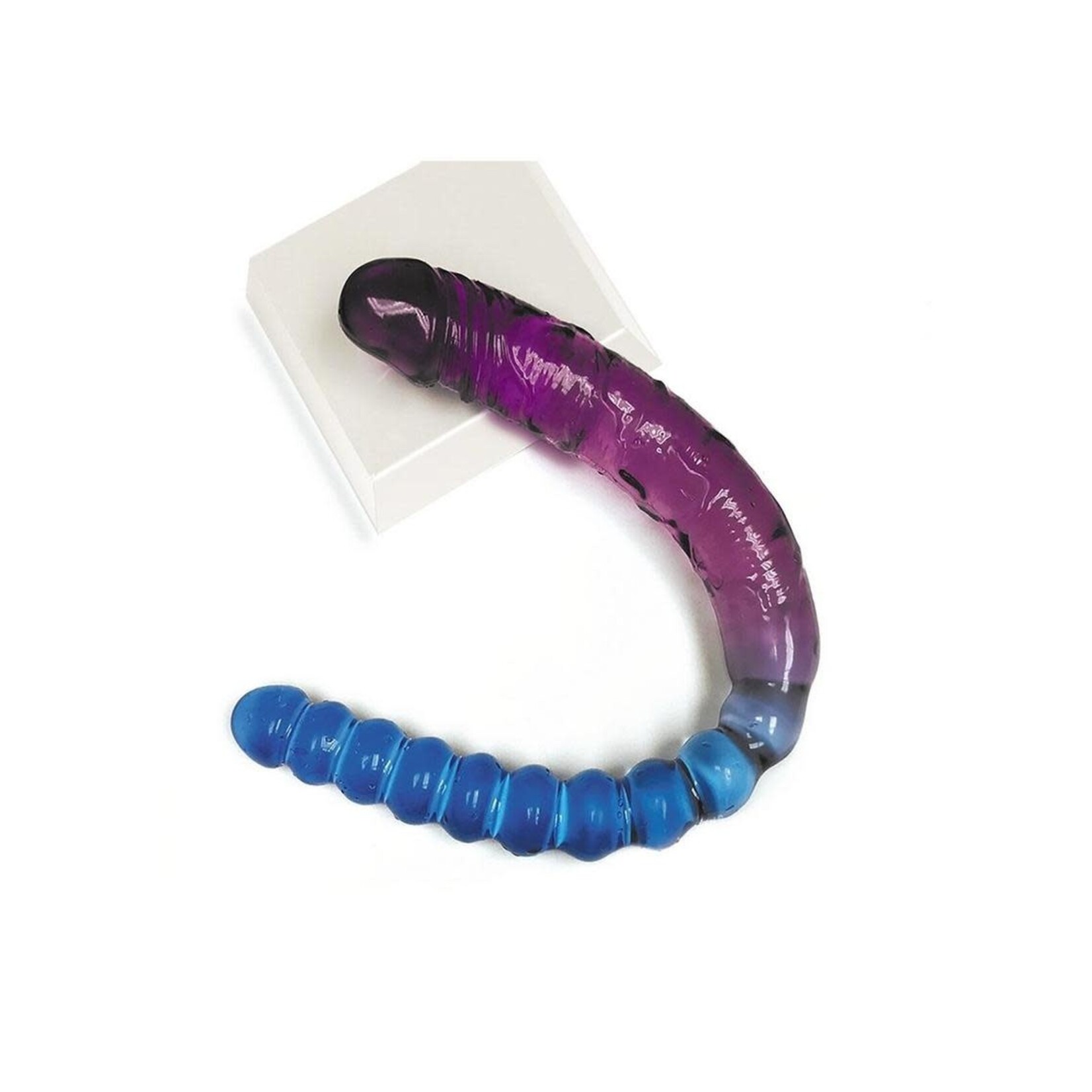 Icon Brands Shades Jelly TPR Gradient Double Dong - Blue/Violet