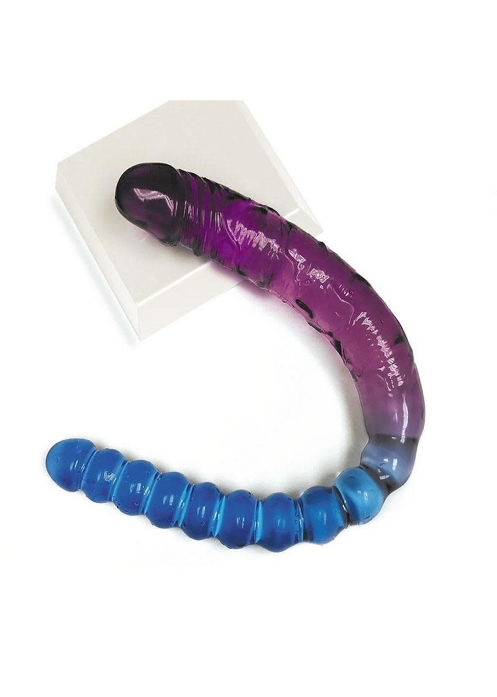 Icon Brands Shades Jelly TPR Gradient Double Dong - Blue/Violet