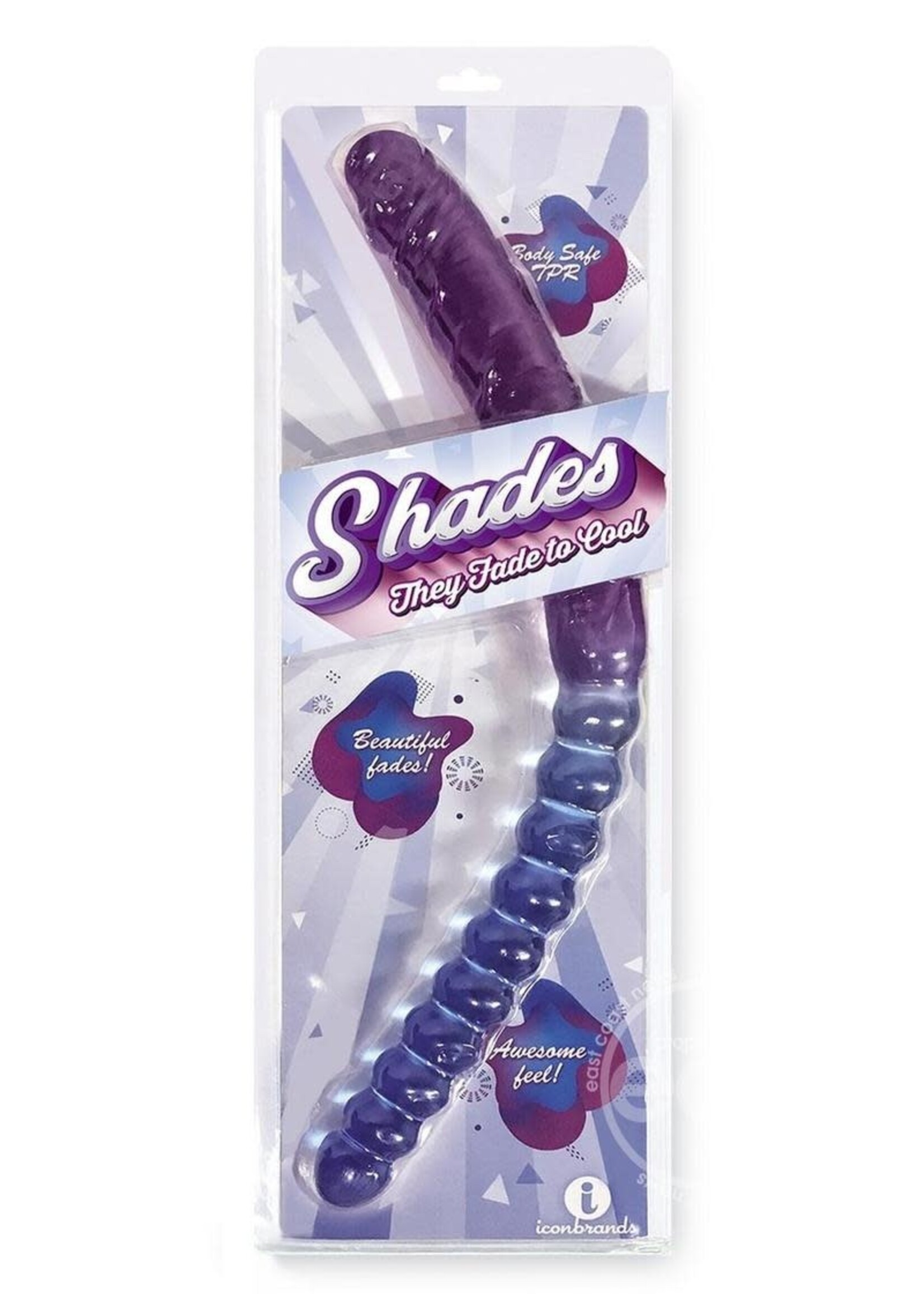 Icon Brands Shades Jelly TPR Gradient Double Dong - Blue/Violet