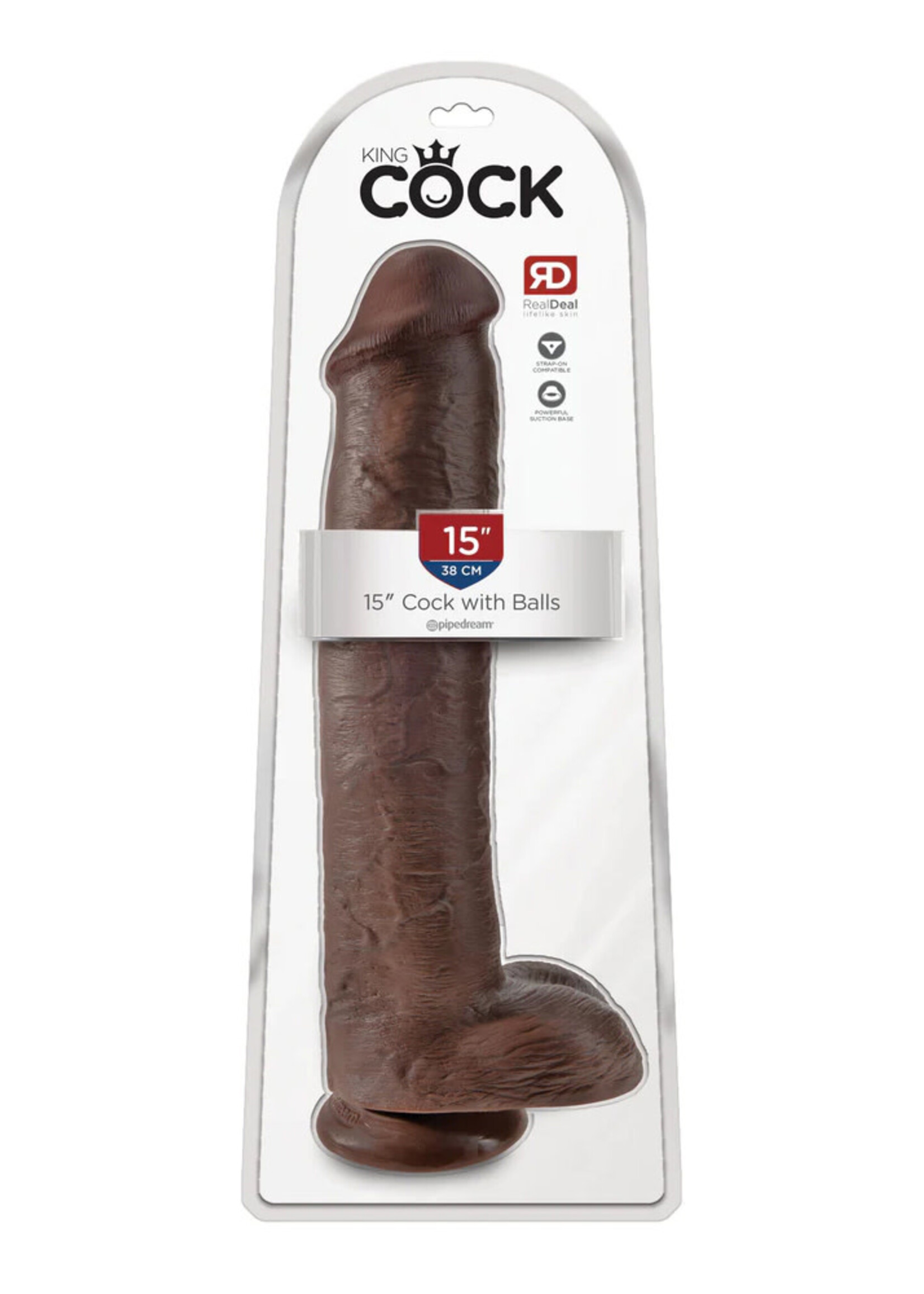 Pipedream King Cock 15" Cock Wtih Balls - Brown