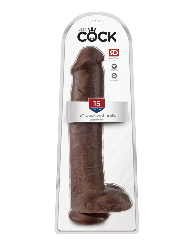 Pipedream King Cock 15" Cock Wtih Balls - Brown