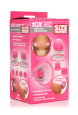 XR Brands Size Matters Size Matters 10X Rotating Silicone Nipple Suckers W/ 2 Attachments