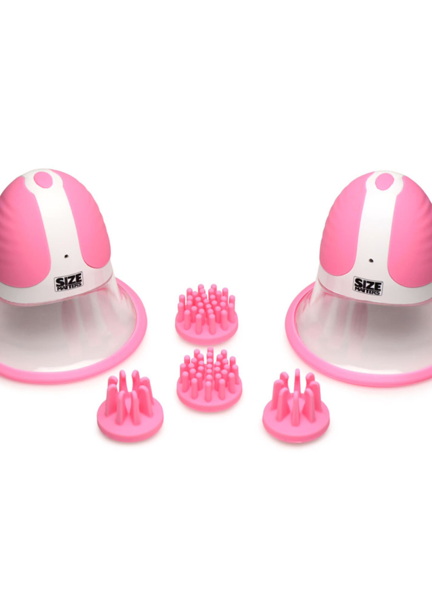 XR Brands Size Matters Size Matters 10X Rotating Silicone Nipple Suckers W/ 2 Attachments