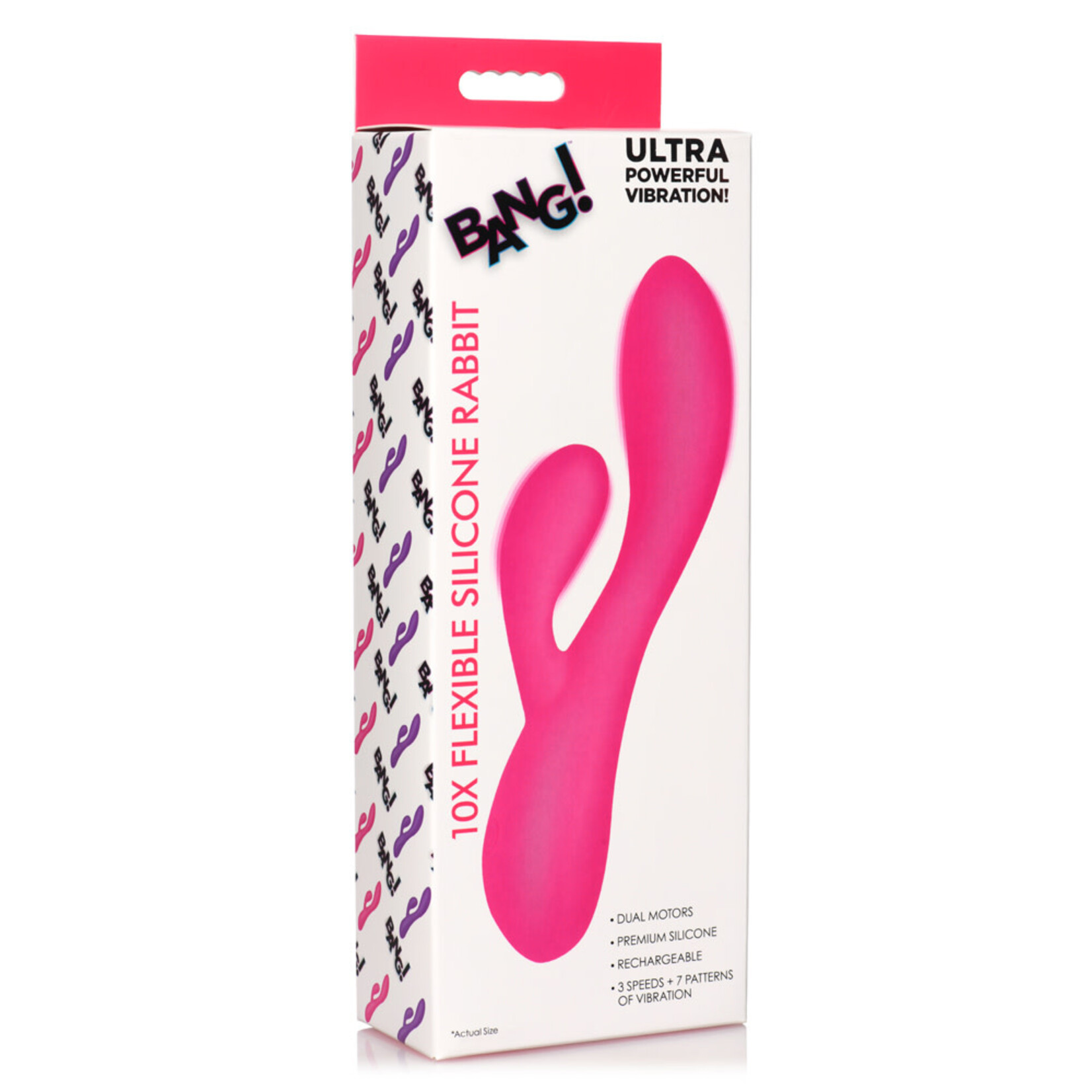 XR Brands Bang Bang! 10X Flexible Silicone Rabbit Pink