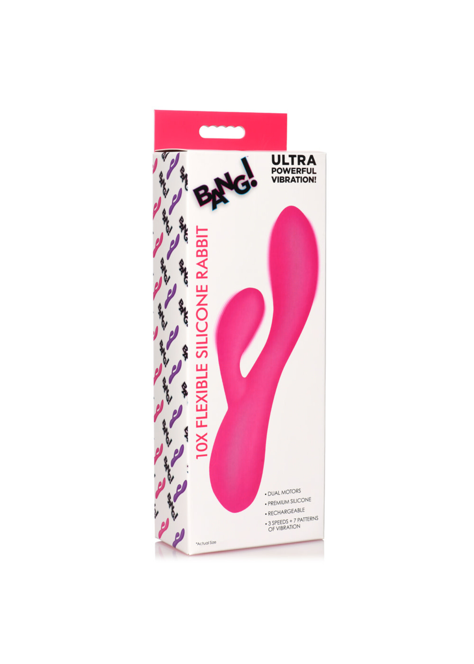 XR Brands Bang Bang! 10X Flexible Silicone Rabbit Pink
