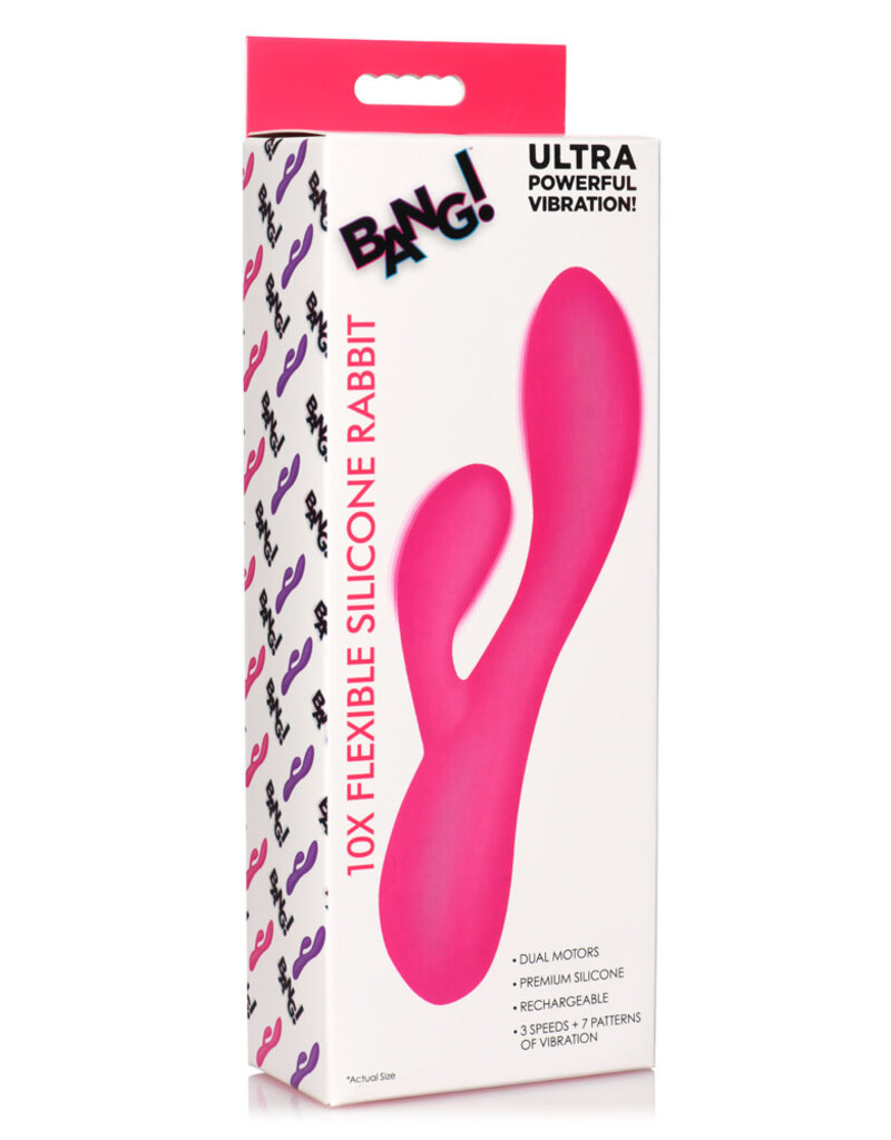 XR Brands Bang Bang! 10X Flexible Silicone Rabbit Pink