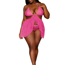 Dreamgirl Babydoll and G-String - Queen Size - Peony