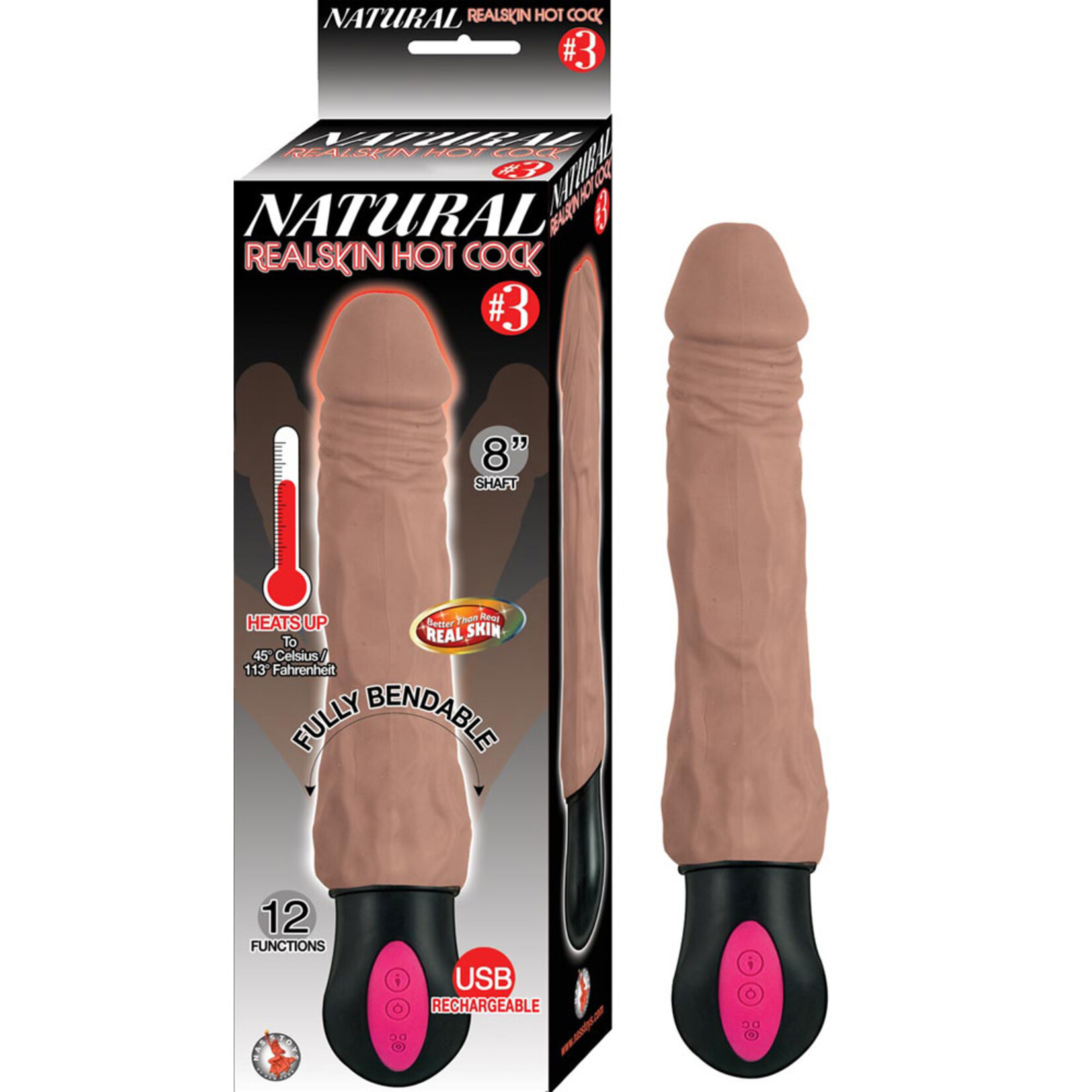 NassToys Natural Realskin Hot Cock #3 - Brown