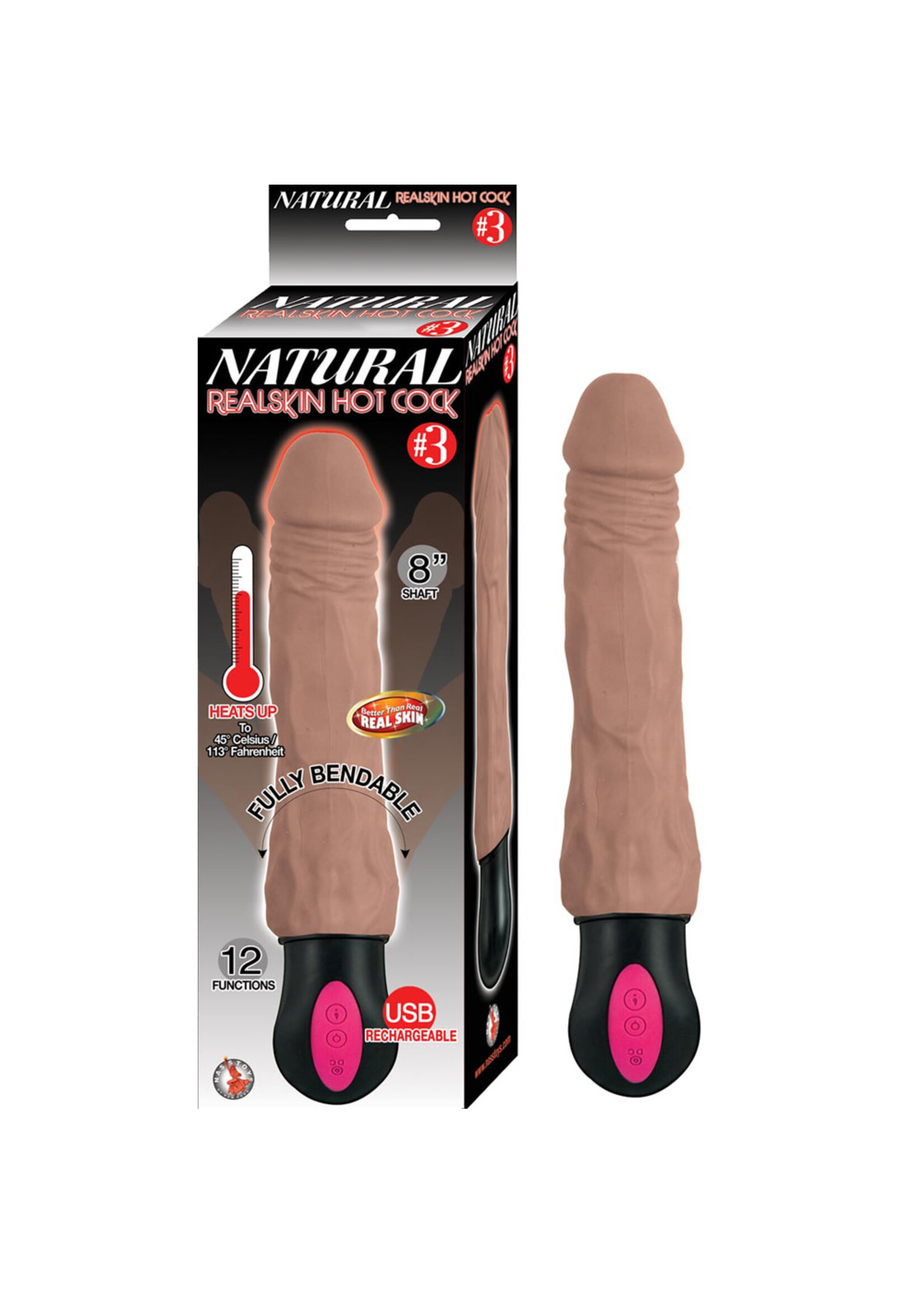 NassToys Natural Realskin Hot Cock #3 - Brown