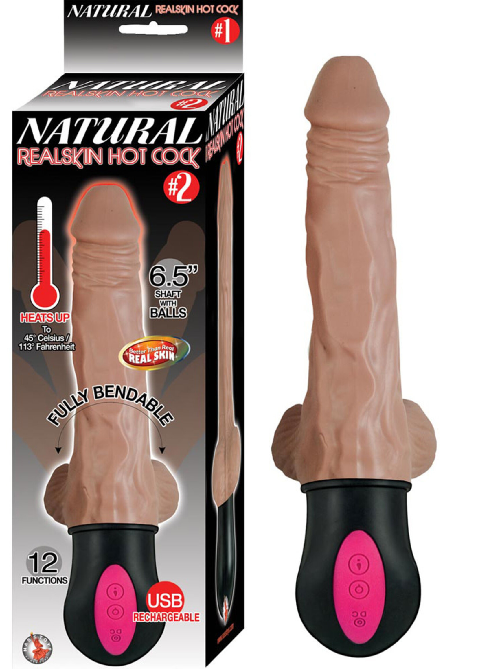 NassToys Natural Realskin Hot Cock #2 - With Balls - Brown
