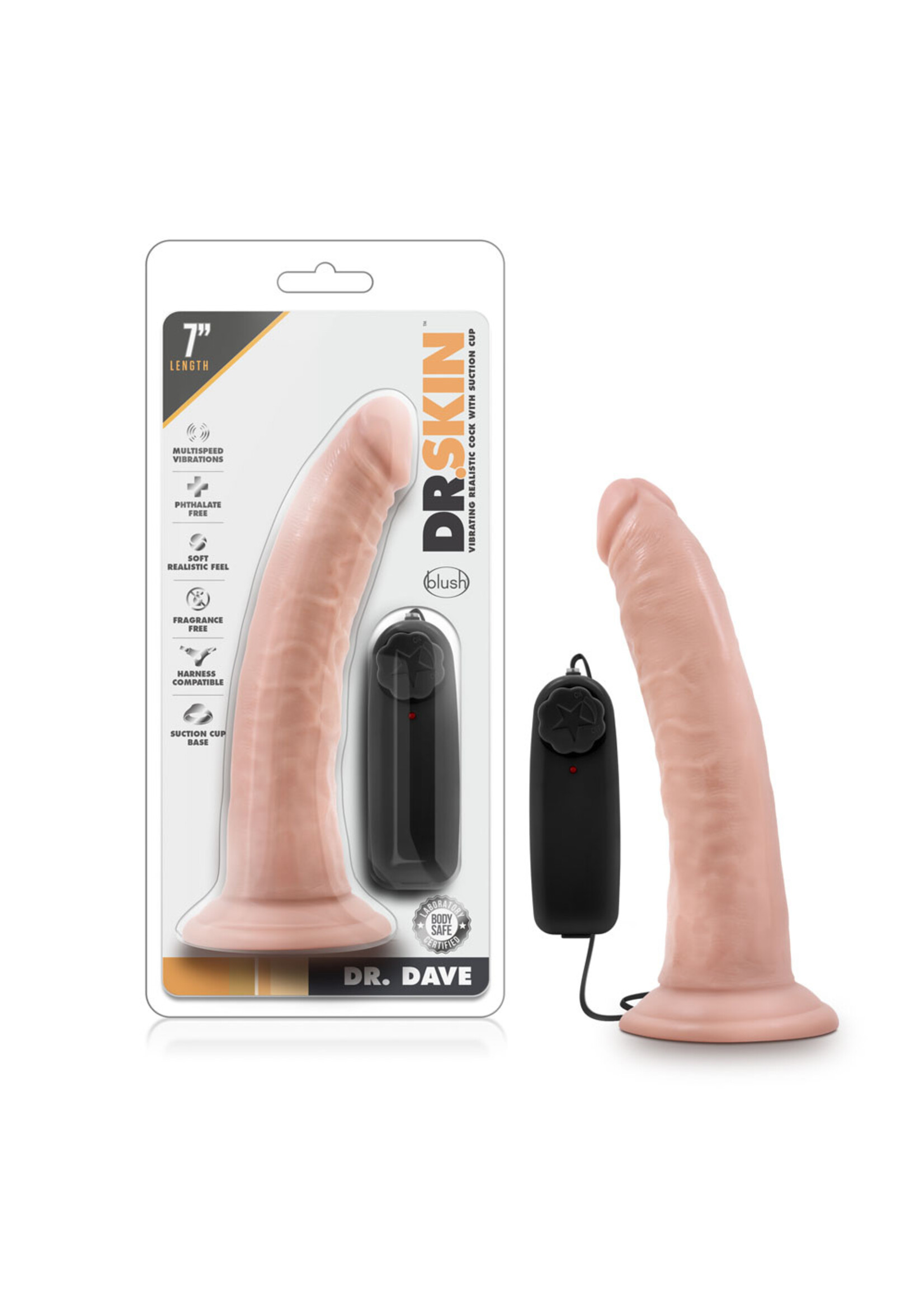 Blush Novelties Dr. Skin - Dr. Dave - 7 Inch Vibrating Cock With Suction Cup