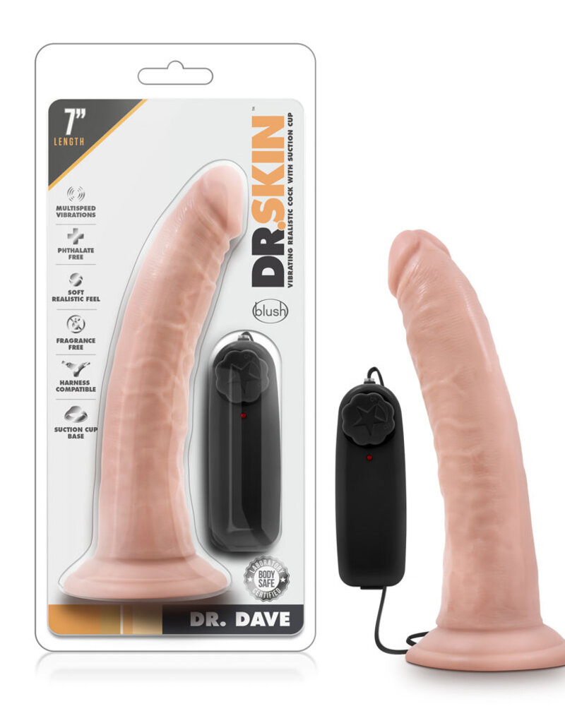 Blush Novelties Dr. Skin - Dr. Dave - 7 Inch Vibrating Cock With Suction Cup