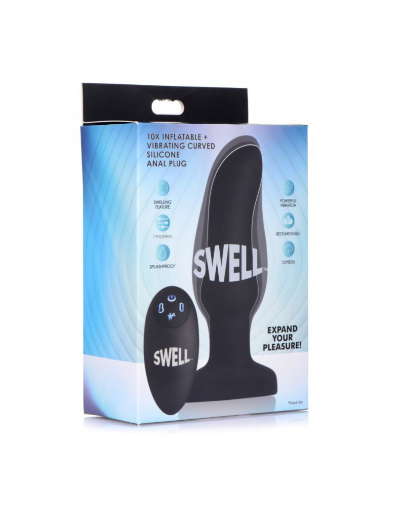 XR Brands Swell Swell Remote Control Inflatable 10X Vibrating Curved Silicone Anal Plug