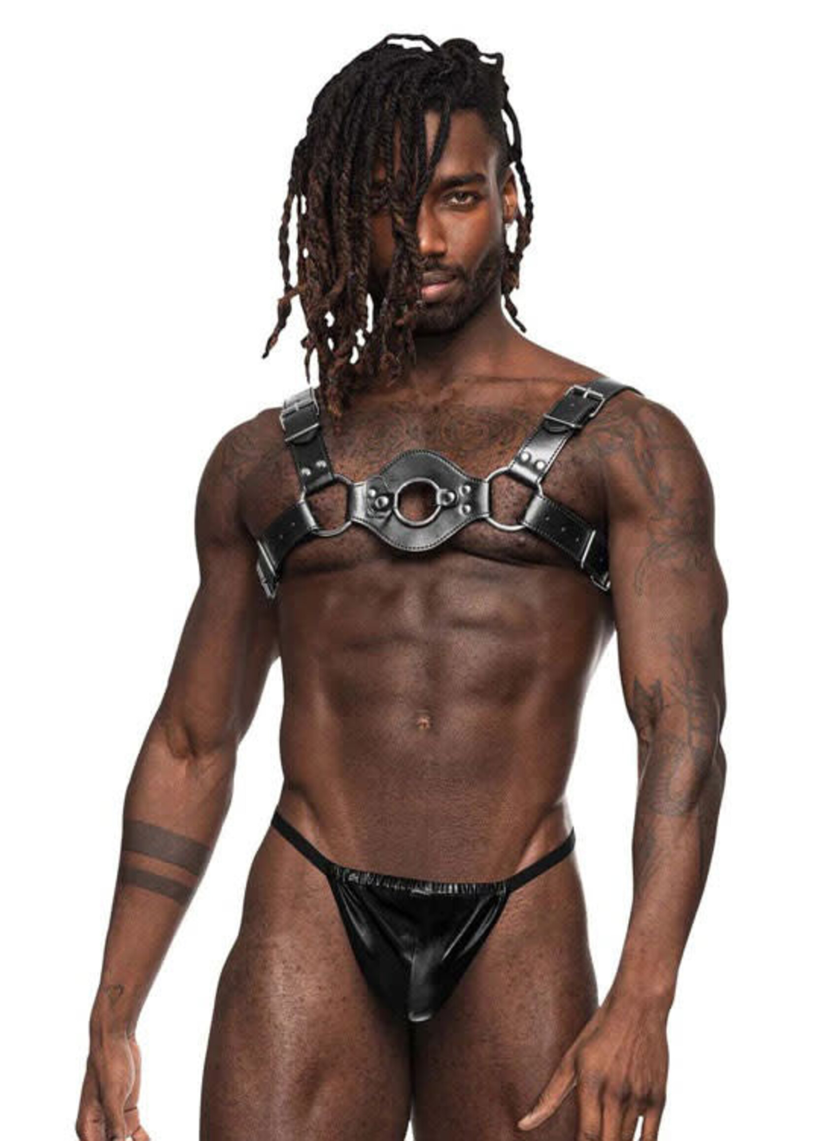 Male Power Libra Leather Harness - Black